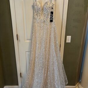Jovani Ivory Strapless Dress